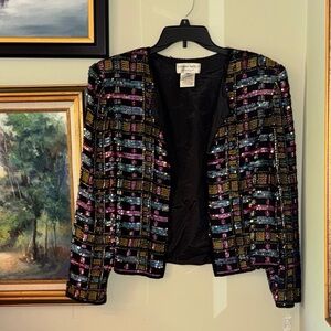 Adrianna Papell Women’s L XL Colorful Sequin Women's Evening Jacket